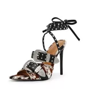 Saddle Embellished Ankle Strap Sandal