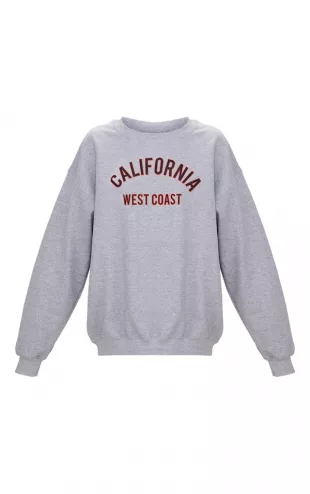 Grey Marl California Slogan Oversized Sweatshirt
