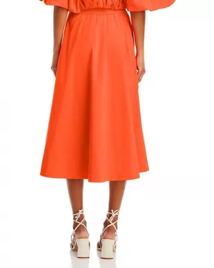 Drawstring Midi Skirt in Wild Strawberry