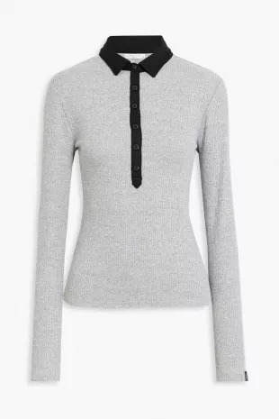 Mélange Knitted Polo Sweater