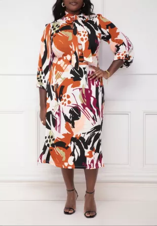 V-Neck Tie Neck Jersey Dress