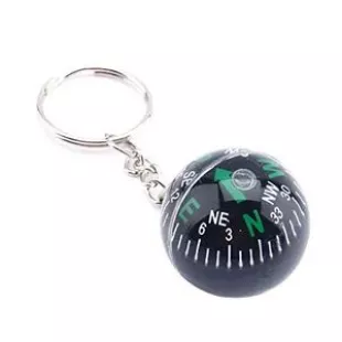 Humefor Porte-clés boussole sphérique de 28 mm, rempli de liquide, léger, réglable pour camping, randonnée, survie