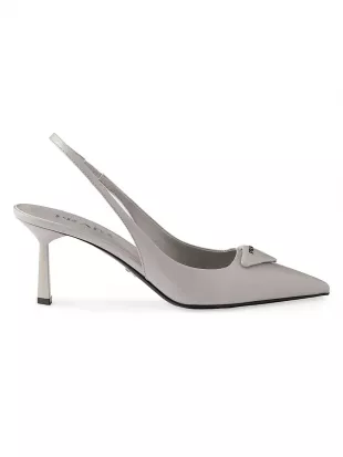 Brushed Leather Slingback Pumps