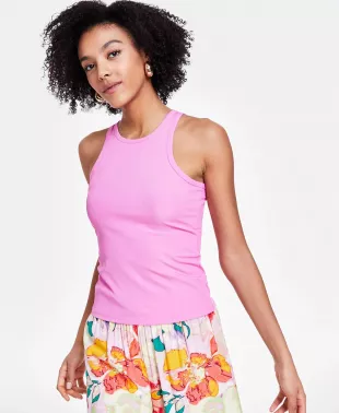 Women's Ribbed High-Neck Tank Top