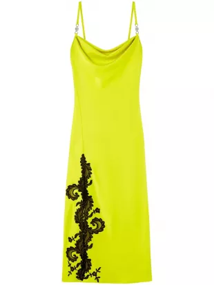 Barocco-lace Embellished Satin Midi Dress