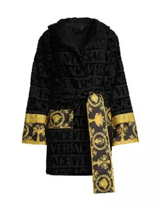 Monogram Bathrobe in Black