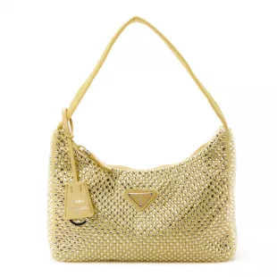 Satin Crystal Mini Re Edition 2000 Bag Platino