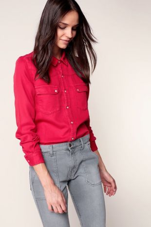 Chemise denim rouge