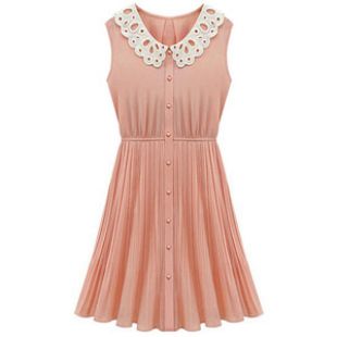Lace Collared Button Up Dress