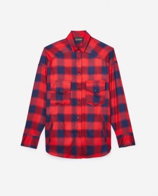 Chemise lainée carreaux rouge et bleue