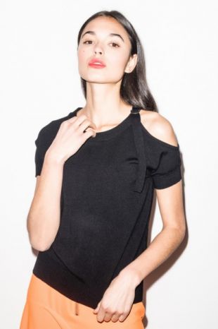Pull manches courtes asymétrique