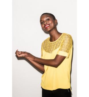 Blouse dentelle asymétrique Feuillage