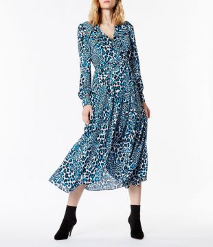 Robe mi longue à imprimé léopard