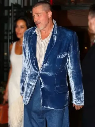 Brad Pitt 2025 Blue Velvet blazer