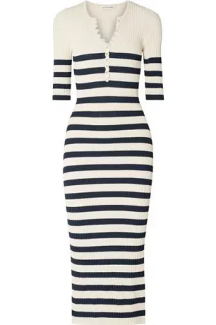 Sunday Striped Ribbed Stretch-Knit Dress