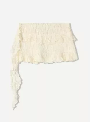 Blonde Lace Ruffled Mini Skirt