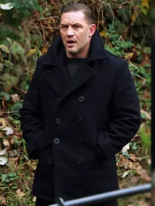 Tom Hardy MobLand 2025 Black Wool Coat