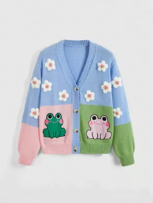 Embroidered Frog Cardigan