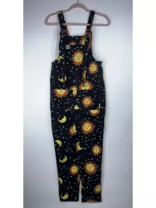 The Inheritance S01 Hannah Moon & Stars Print Black Overalls
