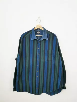 Indigo Stripe Denim Collar Shirt
