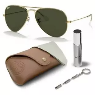 RB3025 AVIATOR CLASSIC Pilot Shaped Sunglasses for Men & Women with Official Rayban Eyewear Kit