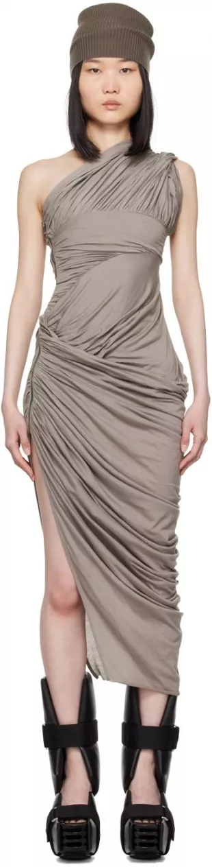 Gray Lido Draped Midi Dress