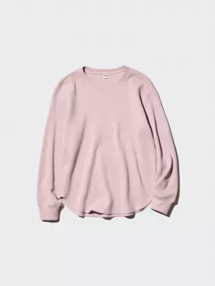 Waffle Crew Neck Long Sleeve T Shirt