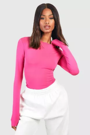 Premium Matt Slinky Crew Neck Long Sleeve Top