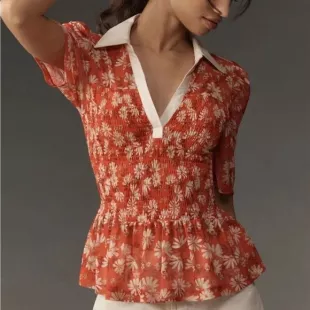 Maeve Floral Smocked Top sz L