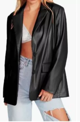 Faux Leather Boyfriend Blazer