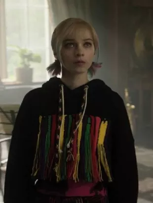 Wednesday S02 Emma Myers Embroidered Cropped Hoodie