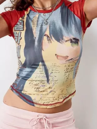 Wednesday S02 Emma Myers Anime Raglan Tee