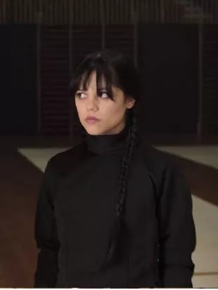 Wednesday S02 Jenna Ortega Neck Cropped Black Shirt