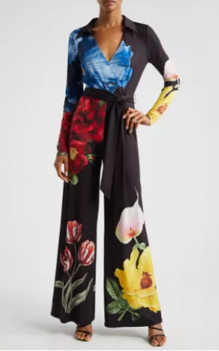 Melina Faux Wrap Wide Leg Jumpsuit