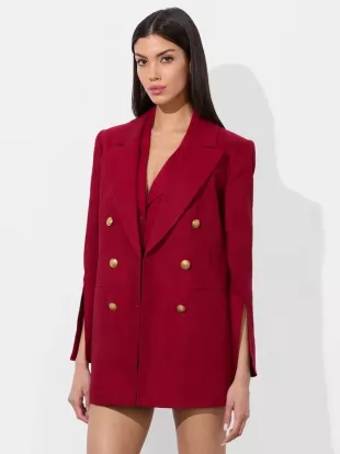 Campbell Linen Blazer in Dark Cherry