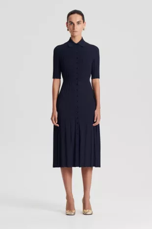 scanlan theodore pleated rib dress Scanlan Theodore Pleated Rib Square Neck Dress