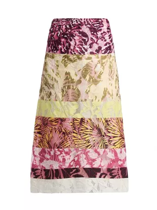 Stan Mixed Print Midi Skirt