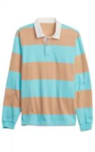Light Blue Stripe Rugby Polo Shirt