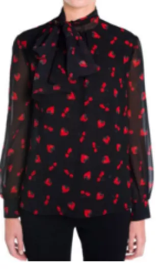 Black Georgette Blouse With Strawberry Print