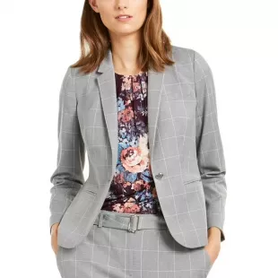 Windowpane Print Blazer