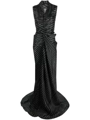 Striped Sleeveless Gown