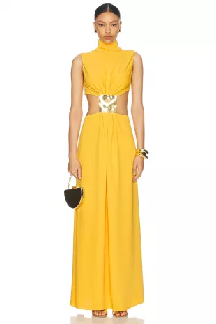 Yellow Cutout Dress Prague Long Dress