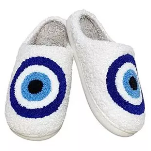Cute Bolt Evil Eyes Slippers Fuzzy Soft Warm Slippers