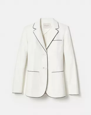 Glove Piped Lambskin Leather Blazer