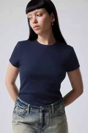 Close Fitted Rib T Shirt