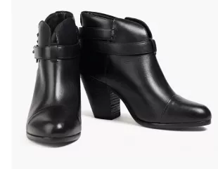 NYC Harlow Black Leather Ankle Boots