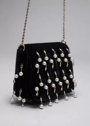 Embellished Velvet Chain bag