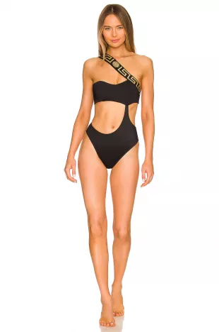 One Shoulder One Piece in Black