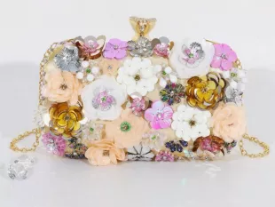Rhinestone Decorated Shining Handbag, Flower Bag