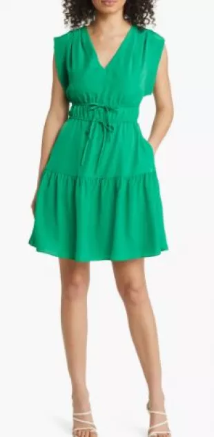 Obi Gathered Tie Waist Dress